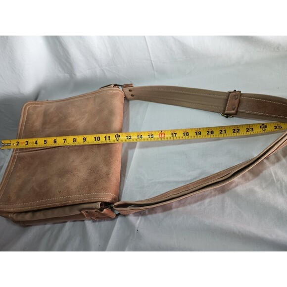 Querro Premium Aged Leather Messenger Bag Quiet Luxury Travel Work School 8 Pock - Picture 10 of 11